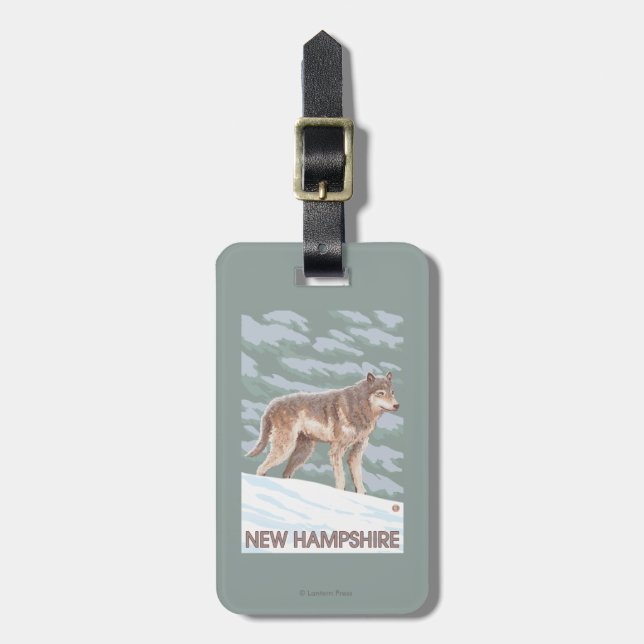 New HampshireWolf Scene Luggage Tag (Front Vertical)