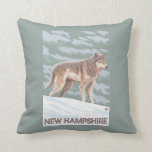 New HampshireWolf Scene Throw Pillow