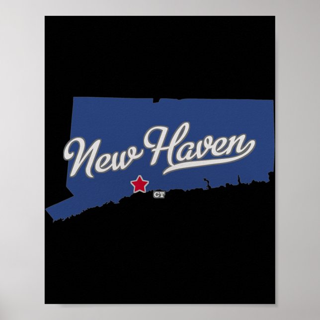 New Haven Connecticut Ct Map  Poster (Front)