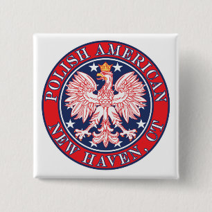 New Haven Connecticut Polish 2 Inch Square Button