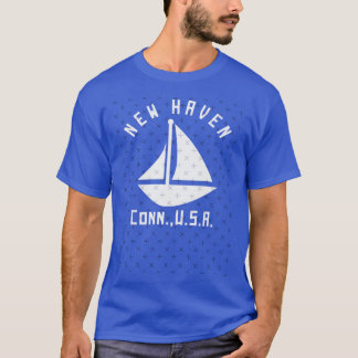 New Haven Connecticut Sailing Boating White Text A T-Shirt