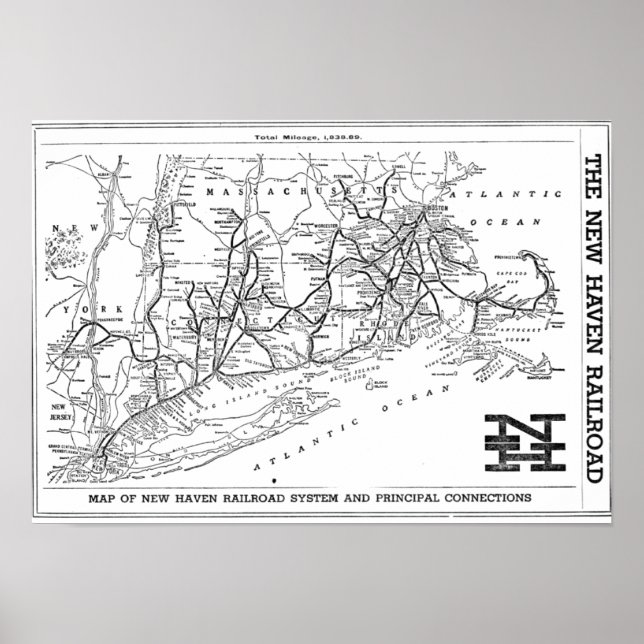 New Haven Railroad 1956 Map Poster (Front)