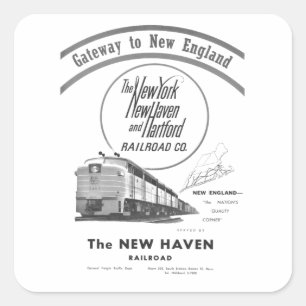 New Haven Railroad-Gateway to New England 1950 Square Sticker