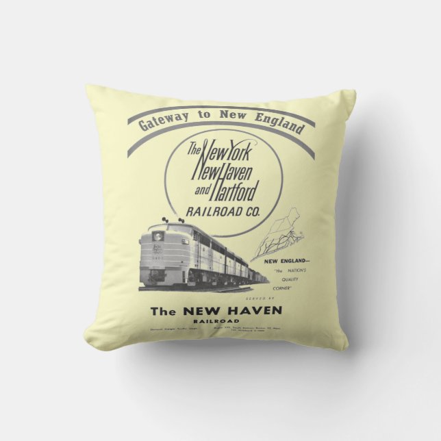 New Haven Railroad-Gateway to New England 1950 Throw Pillow (Front)