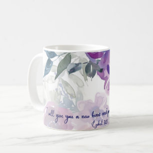New heart, new spirit. watercolor floral Christian Coffee Mug
