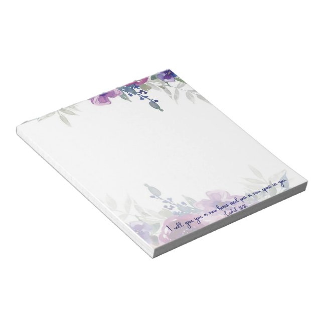 New heart scripture watercolor floral  notepad (Angled)