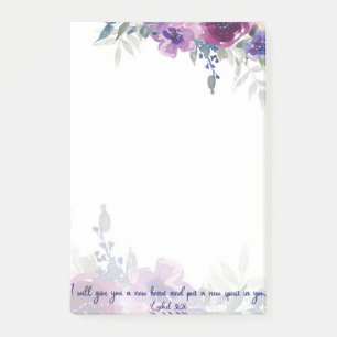 New heart scripture watercolor floral  post-it notes