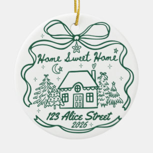 New Home 2026 Home Sweet Home Address Ceramic Ornament