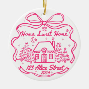 New Home 2026 Home Sweet Home Address Ceramic Ornament
