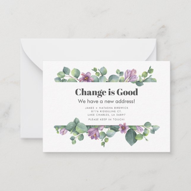 New Home Address Eucalyptus Moving Announcement (Front)