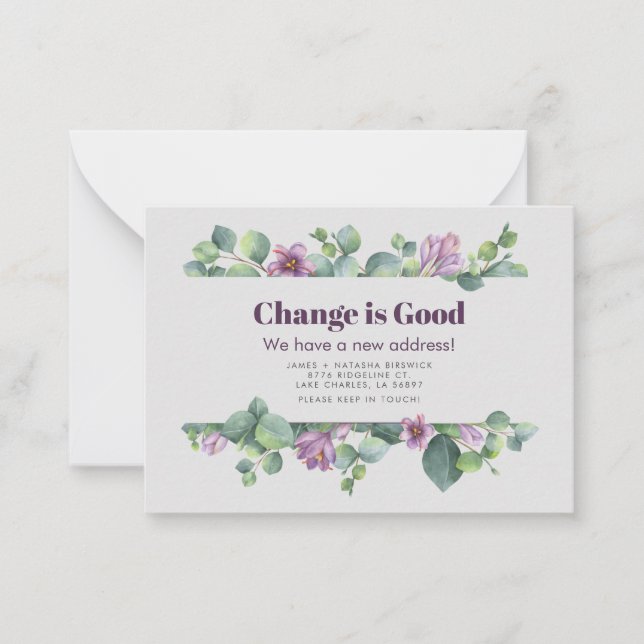 New Home Address Eucalyptus Moving Announcement (Front)