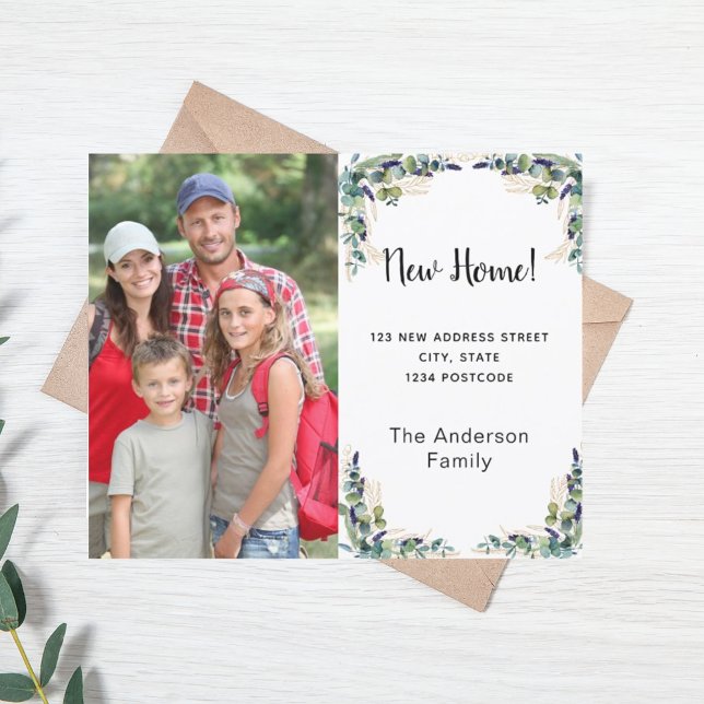 New home address eucalyptus photo card (Creator Uploaded)