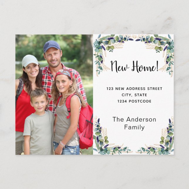 New home address eucalyptus photo postcard (Front)