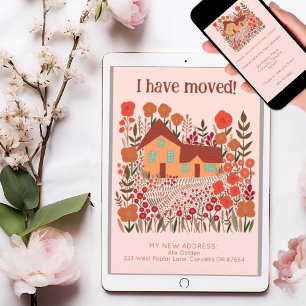 New Home Address I Have Moved Farmhouse Flowers  Card