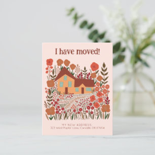 New Home Address I Have Moved Farmhouse Flowers  Postcard