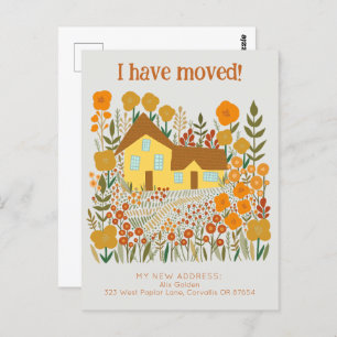 New Home Address I Have Moved Farmhouse Flowers Postcard
