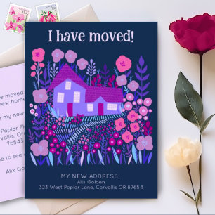 New Home Address I Have Moved Farmhouse Flowers Postcard