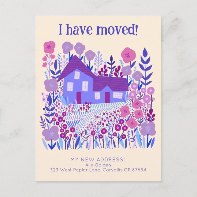 New Home Address I Have Moved Farmhouse Flowers  Postcard (Front)