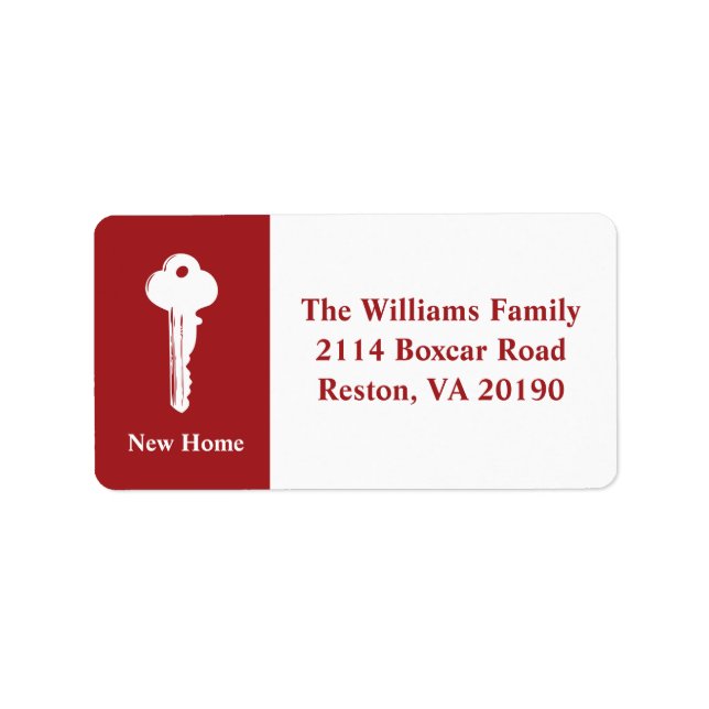New Home Address Labels - Red (Front)