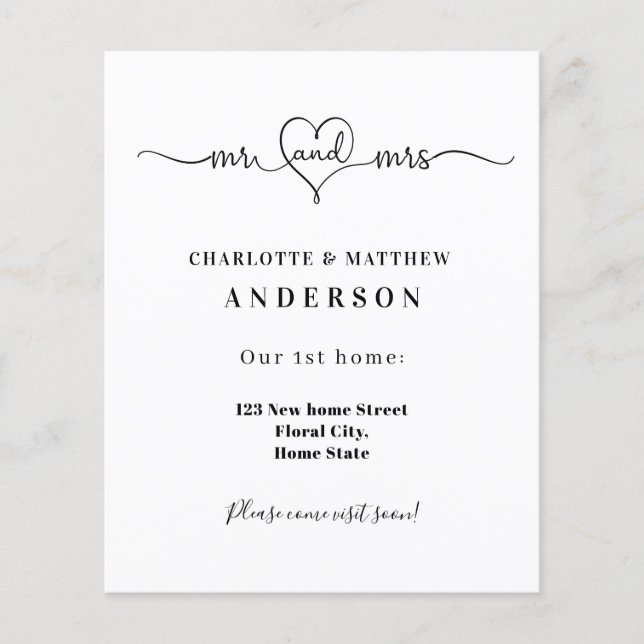 New home address minimalist moving announcement flyer (Front)