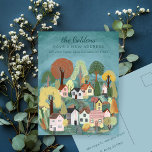 New Home Address Moving Cute Country Village Art Postcard<br><div class="desc">Customize this moving announcement card with your own text on the front and back! Click on “Personalize” above to edit the text. Then click "edit using design tool" to adjust the fonts, colours and placements. Check my shop for more or let me know if you'd like something custom! I can...</div>