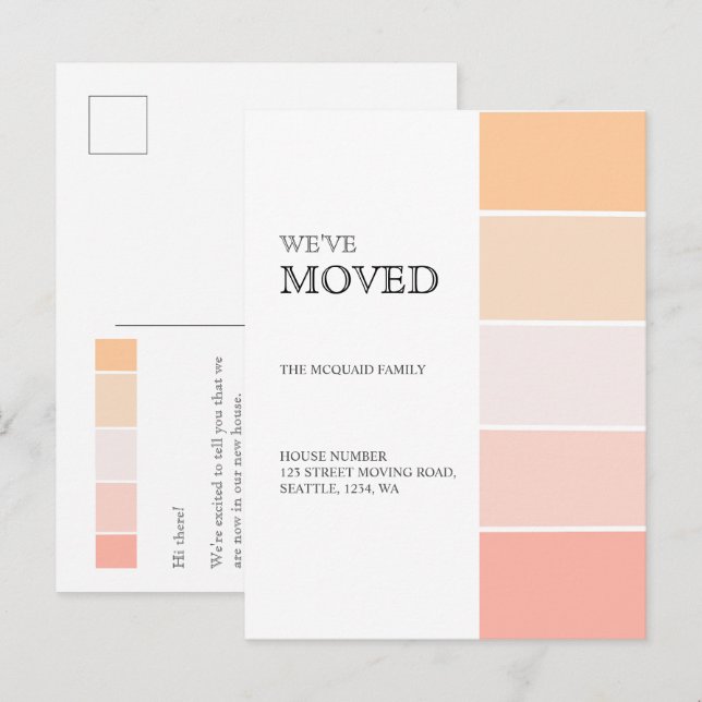 New Home address rose pink peach announcement (Front/Back)