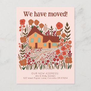 New Home Address We Have Moved Farmhouse Flowers  Postcard