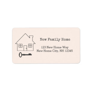 New home and key moving house label