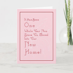 New Home Anniversary First Year in Pink Thank You Card