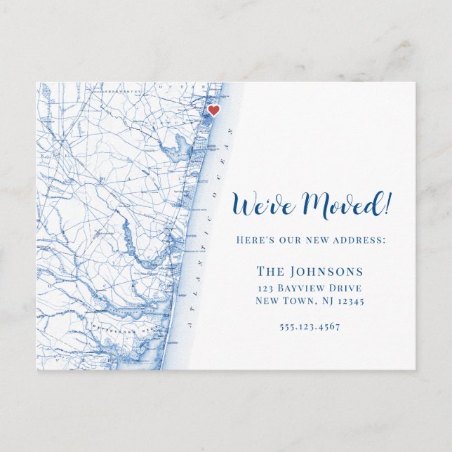 New Home Asbury Park New Jersey Map Moving Announcement Postcard (Front)