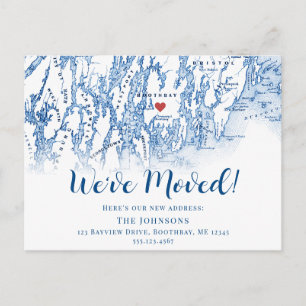 New Home Boothbay Maine Map Moving Announcement Postcard