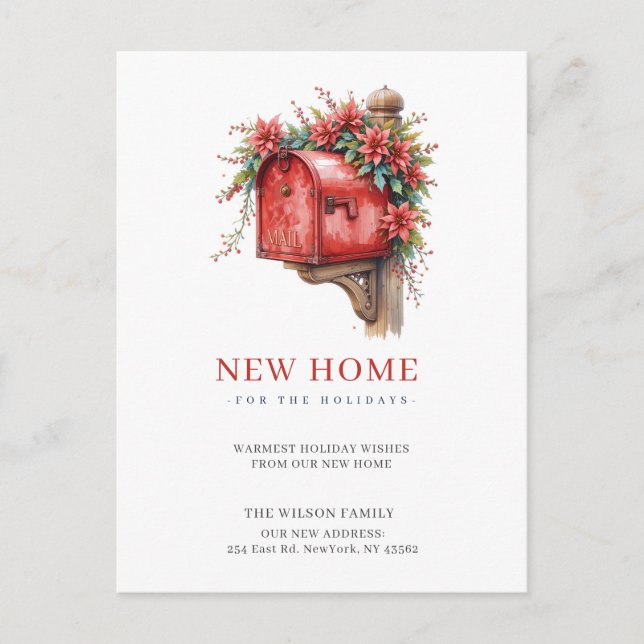New Home Christmas  Mailbox New Address Moving  Holiday Postcard (Front)