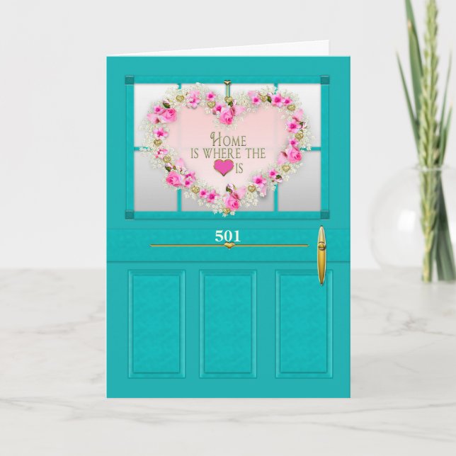 New Home Congratulations Door Wreath Personalize Card (Front)