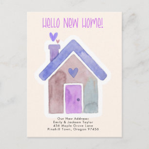 New Home - Cute New Address Watercolor Door  Announcement Postcard