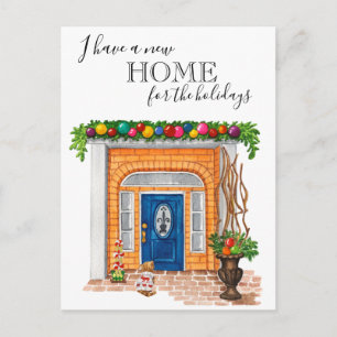 New Home Door Christmas Moving Announcement Postcard