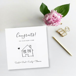 new home drawing modern family congrats  card