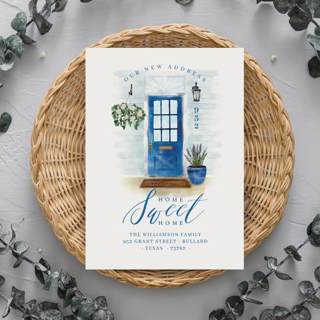 New Home | Farmhouse Cobalt Blue Watercolor Door Announcement (Creator Uploaded)