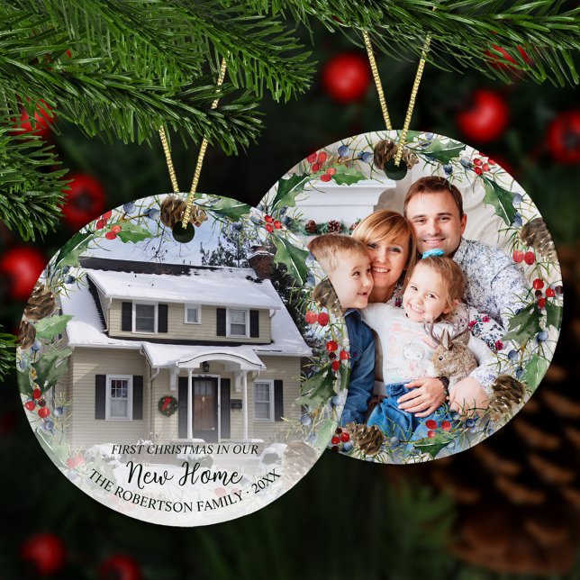 New Home First Christmas Wreath 2 Photo  Ceramic Ornament (Creator Uploaded)
