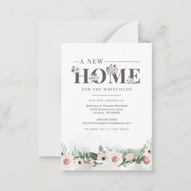 New Home Floral Change of Address Moving Card (Front)