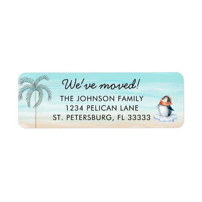 New Home Florida Beach Cute Penguin Adresse de ret (Devant)