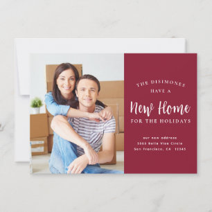 New Home For Holidays Photo Red Moving Announcement