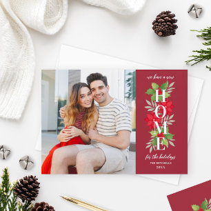 New Home for Holidays Red Photo Moving Holiday Card