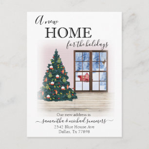 New Home for Holidays  Watercolor Announcement Postcard