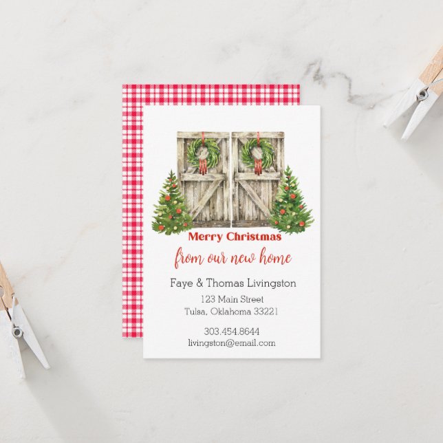 New Home For the Holidays Barn Door Christmas Invitation (Front/Back In Situ)