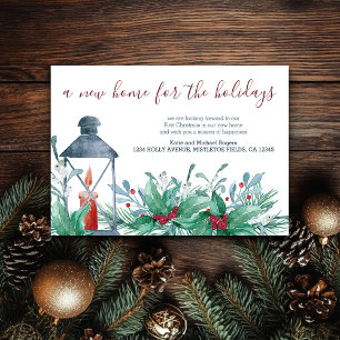New Home for the Holidays Holly Mistletoe Moving Announcement