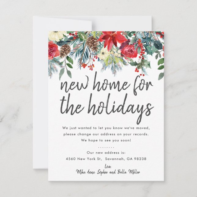 New Home for the holidays Moving Announcement Card (Front)