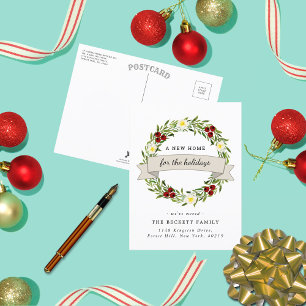 New Home For The Holidays   Moving Announcement Postcard