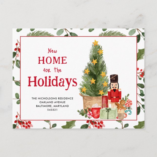 New Home for the Holidays Nutcracker Announcement Postcard (Front)