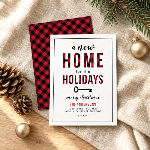 New Home for the Holidays Red Buffalo Plaid Holiday Card