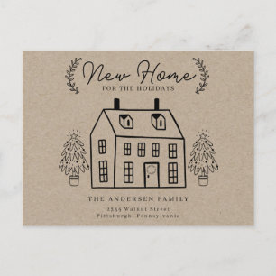 New Home for the Holidays Rustic Kraft Holiday Postcard